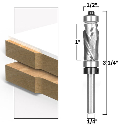 Top & Bottom Bearing Ultra Performance Compression Flush Trim 1/4" Shank Router Bit