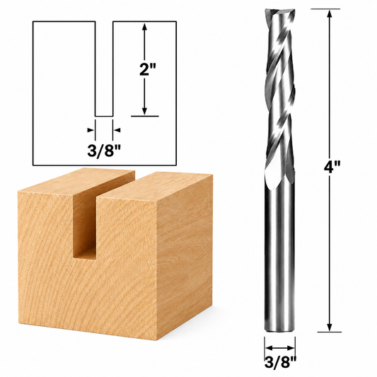 3/8" Dia. 2 Flute Upcut Spiral End Mill 3/8" Shank CNC Router Bit