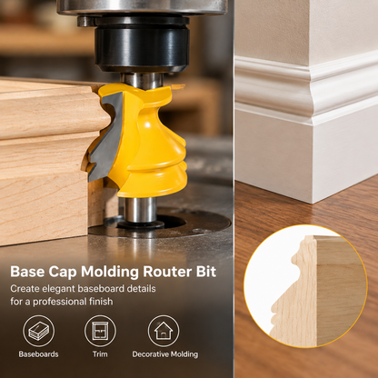 1-1/2" Base Cap Molding Router Bit, Carbide Tipped Baseboard Molding Bit with 1/2" Shank