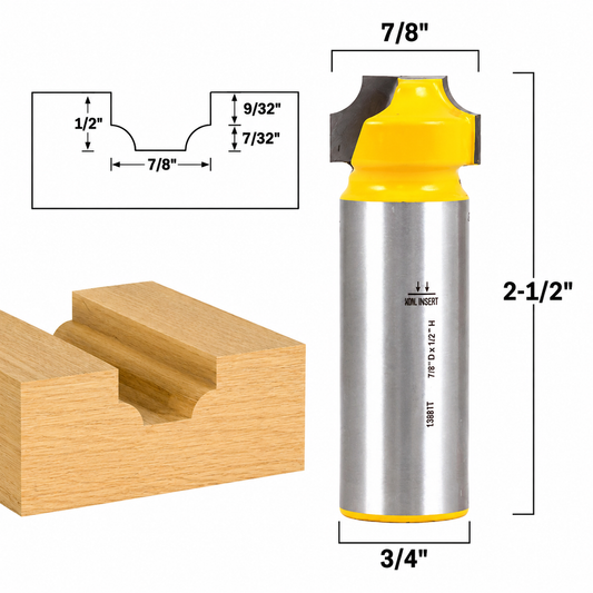 7/32" Radius Round Over Groove 3/4" Shank Router Bit