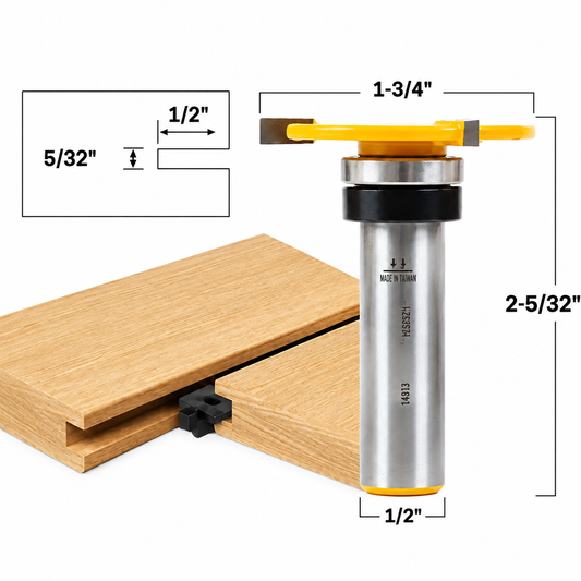 5/32" x 1/2" Top Bearing Slot Cutter 1/2" Shank Router Bit