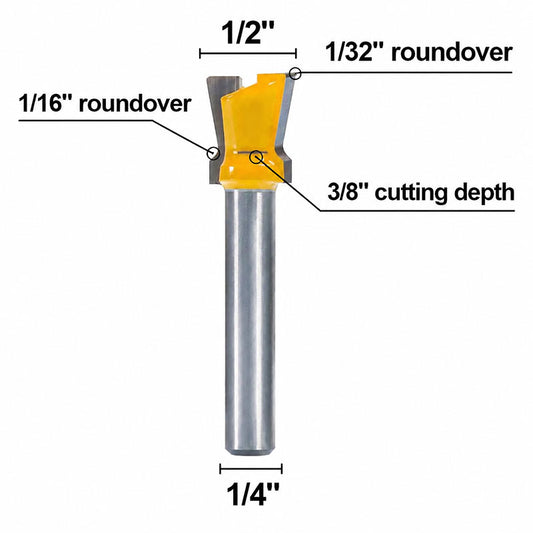 Dovetail 1/4" Shank 14° x 1/2" Router Bit – Precise Cuts, Roundovers & Efficient Chip