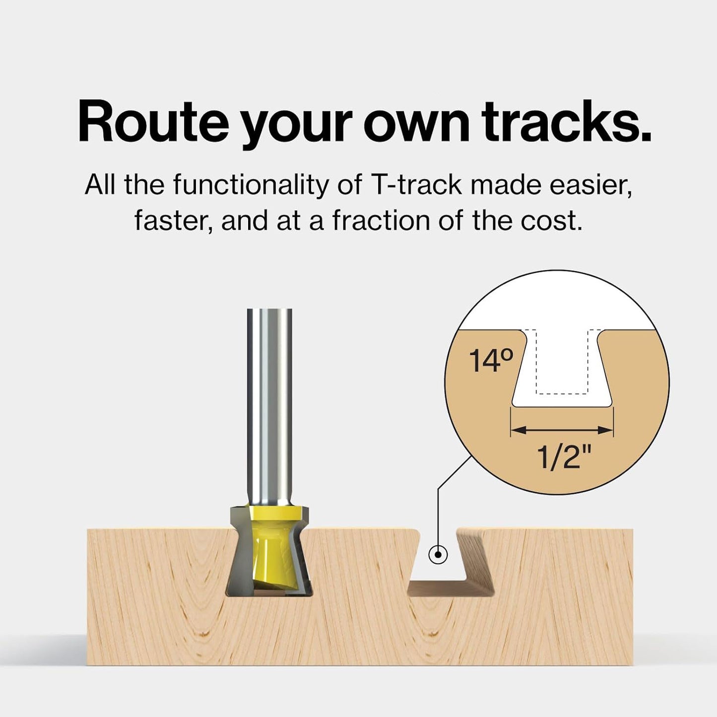 Dovetail 1/4" Shank 14° x 1/2" Router Bit – Precise Cuts, Roundovers & Efficient Chip