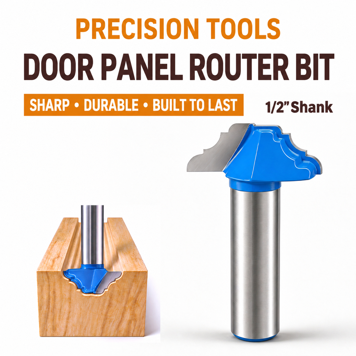 Door Panel Router Bit, 1/2" Shank Tungsten Carbide Molding Cutter for Woodworking 33.3mm