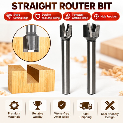 8mm Shank Double Flute Carbide Straight Router Bits Grooving Cutter for Woodworking, 1PC/2PCS Set