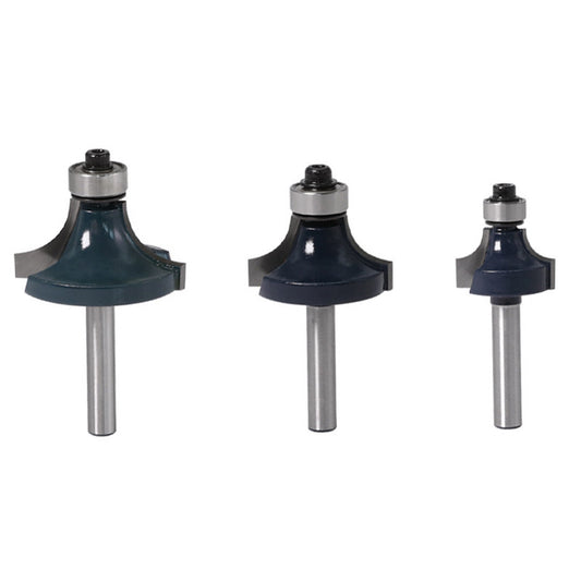 3pcs 1/4" Shank Corner Round Over Router Bit Set with Bearing High-Grade Carbide R-Edge Trimming Woodworking Milling Cutter