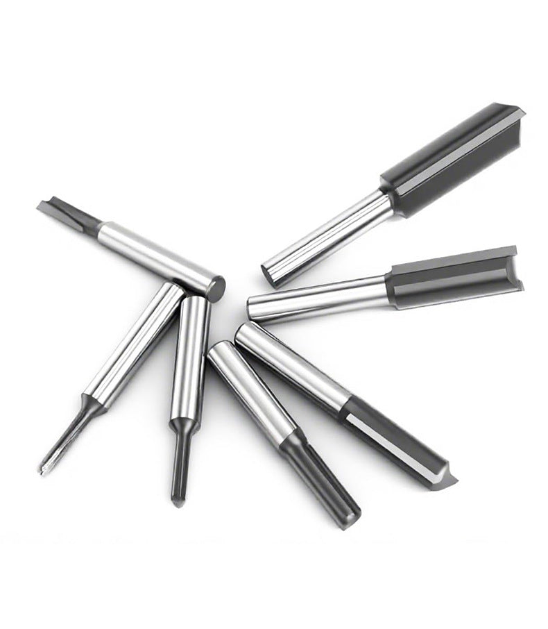 7pcs Straight Router Bit Set Black Grooving Milling Cutter 1/4" Shank Double Flute Dado Cutter for Woodworking