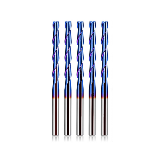 5 Pcs 1/8" Shank Two Flute Spiral Upcut CNC End Mill Flat Nose Router Bit for Wood MDF PVC Acrylic