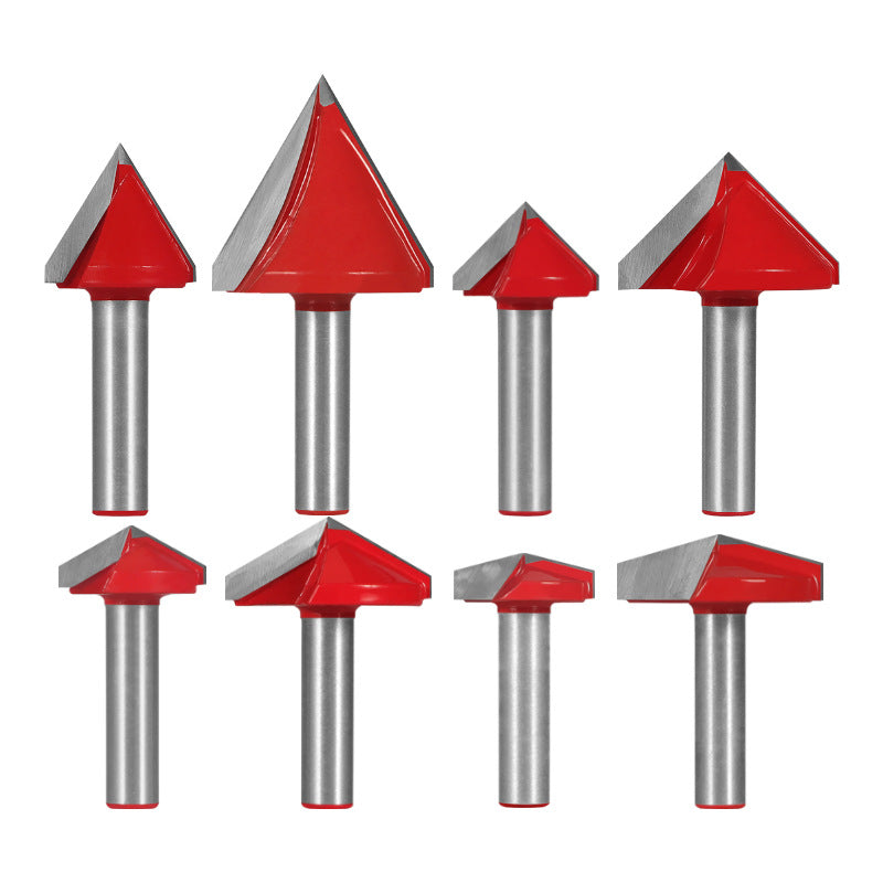 8mm Shank V-Shaped Wood Router Bits Set, 3D CNC Engraving, Carving and Milling Cutter for Woodworking