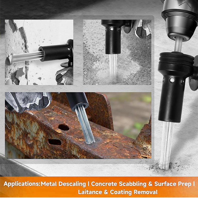 SDS Plus Needle Scaler Attachment for Rotary Hammer Drill, 18-Prong Rust & Paint Removal Tool, Concrete Scabbling & Weld Cleaning