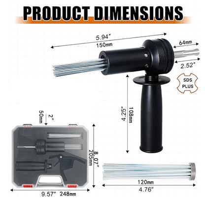SDS Plus Needle Scaler Attachment for Rotary Hammer Drill, 18-Prong Rust & Paint Removal Tool, Concrete Scabbling & Weld Cleaning