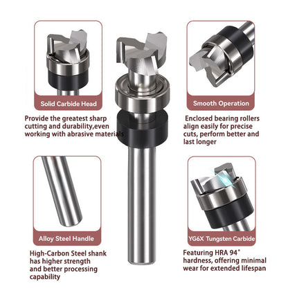 3PCS Spiral Flush Trim Router Bit Set, 1/2" Dia, 1/4" Shank, 3-Flute Down Cut Bits for Trimming, Dado & Bottom Cleaning
