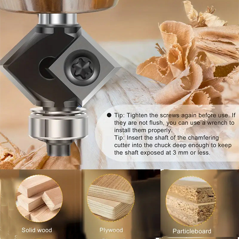 45° Chamfer Router Bit – Reversible Double Edge Tungsten Carbide Cutter