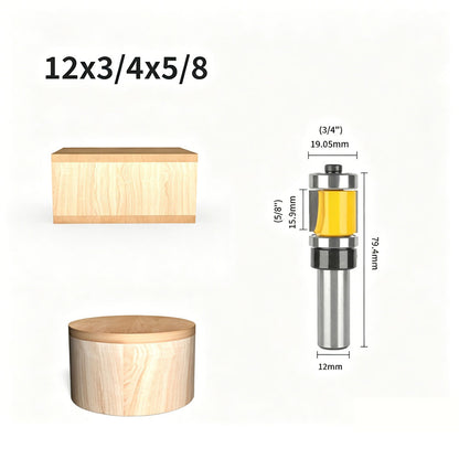 Top & Bottom Bearing Flush Trim Router Bit, 3/4 Inch Cutting Diameter, 12mm Shank