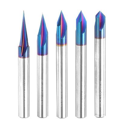 V Groove CNC Router Bit 1/4 Inch Shank, 3 Flute Carbide Chamfer End Mill 15° 30° 60° 90° Engraving Tool