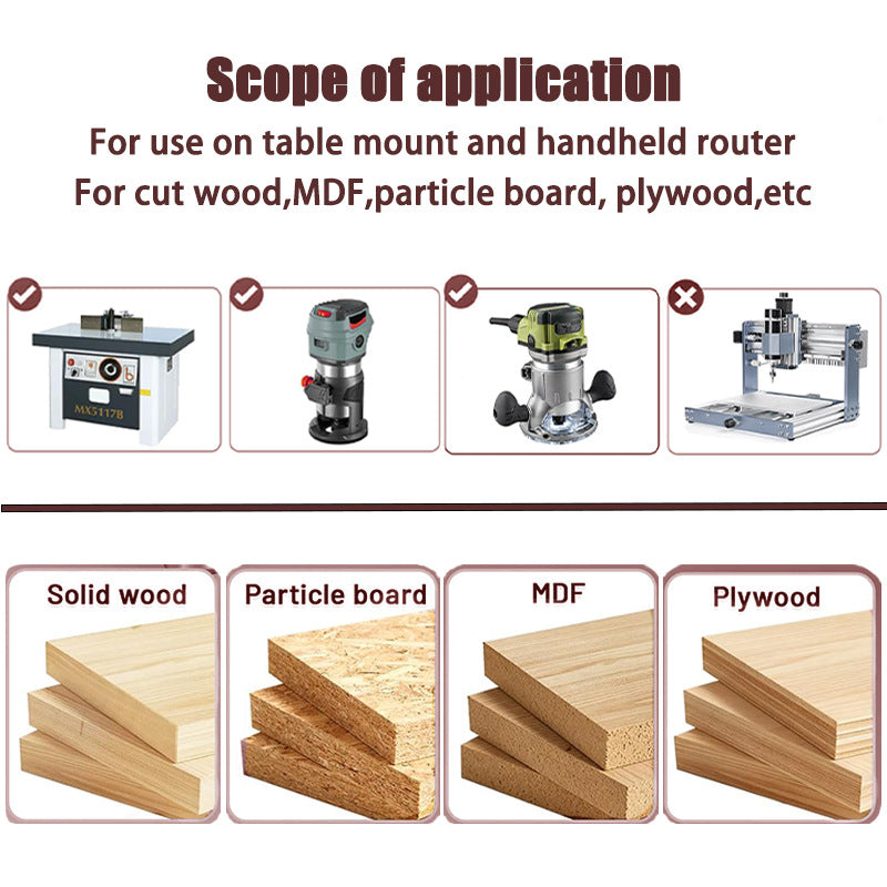 1PCS Spiral Flush Trim Router Bit Set, 1/2" Dia, 1/4" Shank, 3-Flute Down Cut Bits for Trimming, Dado & Bottom Cleaning