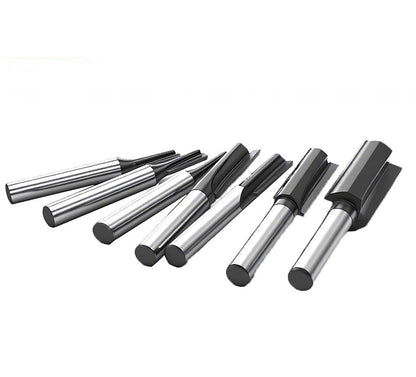 7pcs Straight Router Bit Set Black Grooving Milling Cutter 1/4" Shank Double Flute Dado Cutter for Woodworking