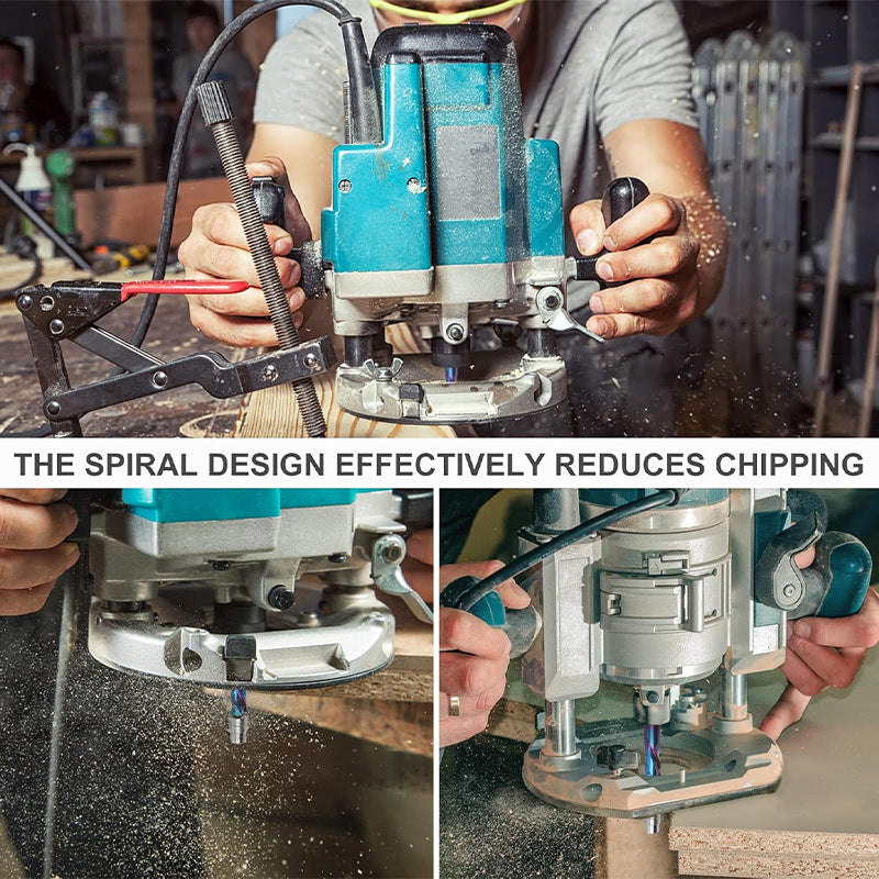 1/4" Shank 1-1/8" CL Flush Trim Up/Down Cut Compression Spiral CNC Nano Coated Carbide Router Bit