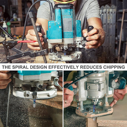 1/4" Shank 1-1/8" CL Flush Trim Up/Down Cut Compression Spiral CNC Nano Coated Carbide Router Bit