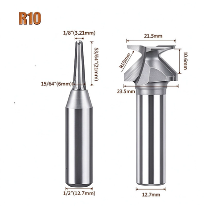 2PCS Arc Bending Router Bit Set, 1/2" Shank Grooving & Forming Cutter for Woodworking
