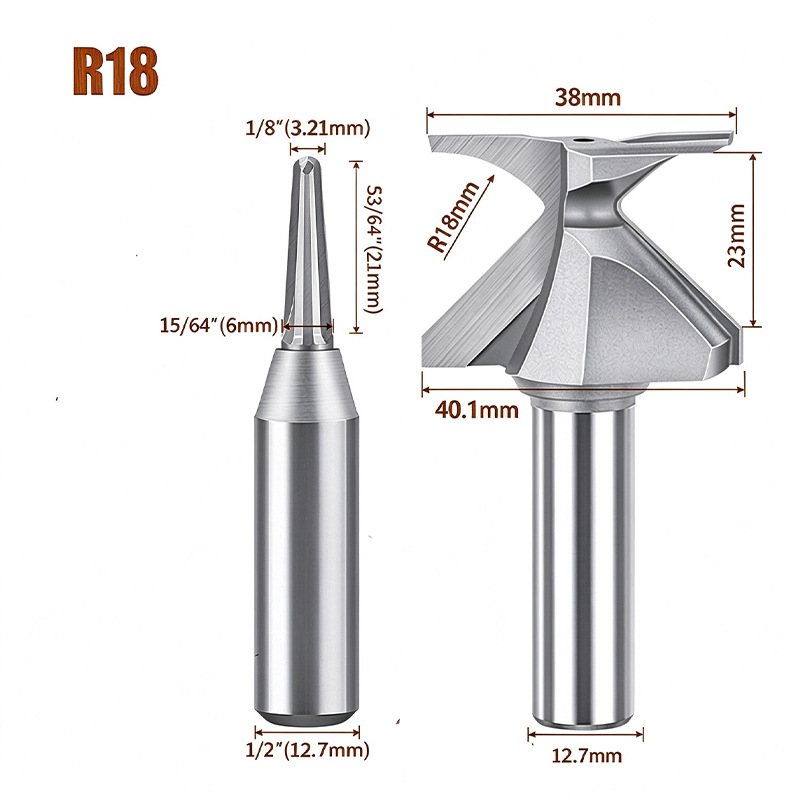 2PCS Arc Bending Router Bit Set, 1/2" Shank Grooving & Forming Cutter for Woodworking