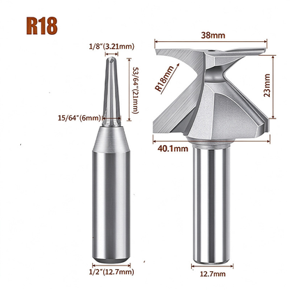 2PCS Arc Bending Router Bit Set, 1/2" Shank Grooving & Forming Cutter for Woodworking