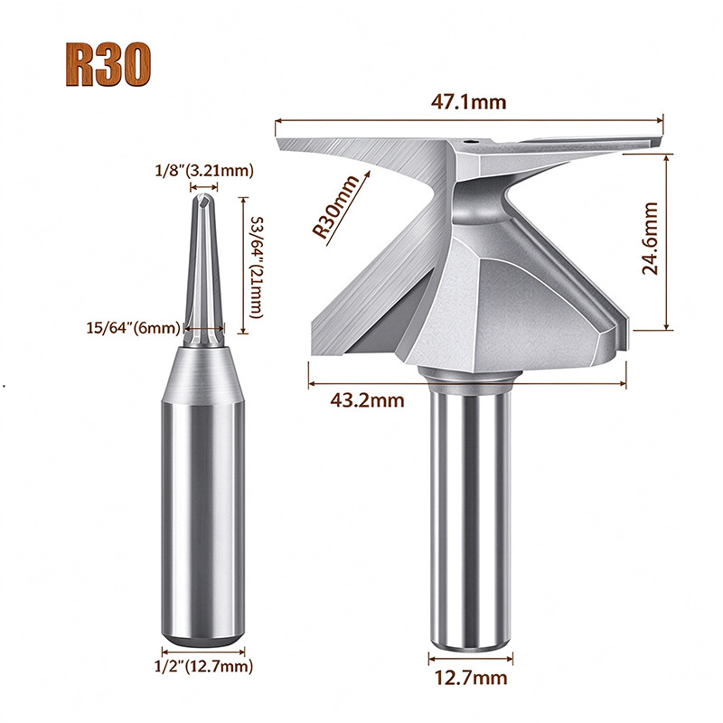 2PCS Arc Bending Router Bit Set, 1/2" Shank Grooving & Forming Cutter for Woodworking