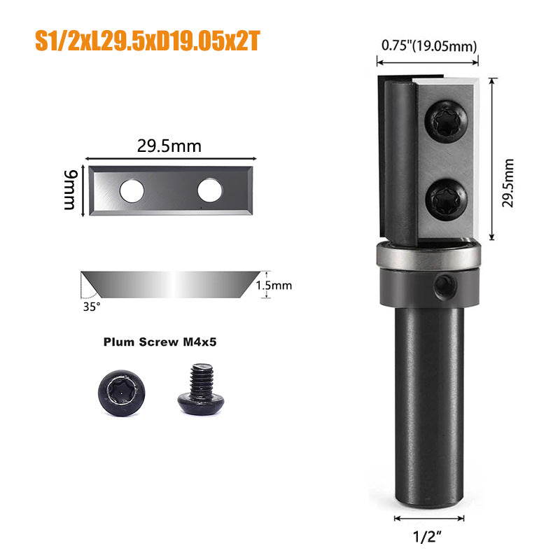 1/2″ Shank Flush Trim Router Bit CNC Wood with Replaceable Carbide Blades
