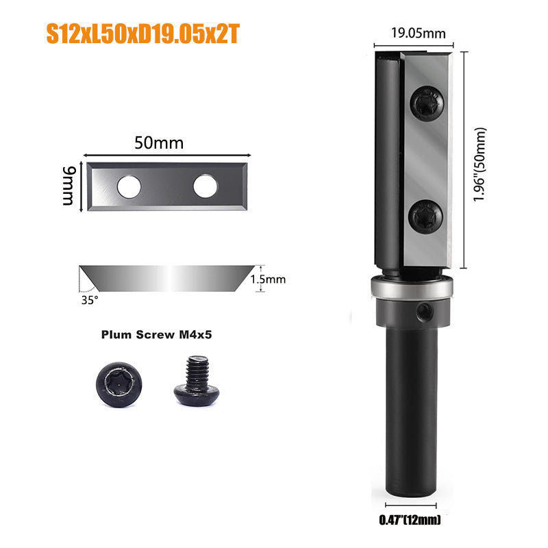 12mm Shank Flush Trim Router Bit CNC Wood with Replaceable Carbide Blades for wood