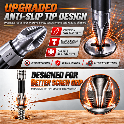 S2 Alloy Steel PH2 Anti Slip Magnetic Screwdriver Bits with 1/4" Hex Shank for Electric Drills
