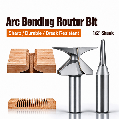 2PCS Arc Bending Router Bit Set, 1/2" Shank Grooving & Forming Cutter for Woodworking