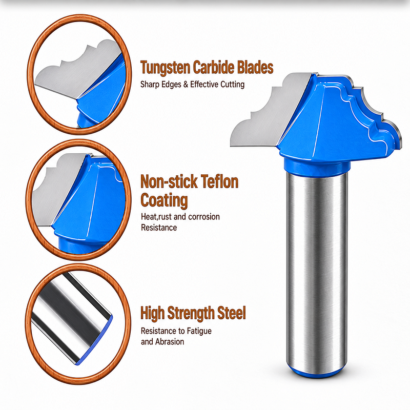Door Panel Router Bit, 1/2" Shank Tungsten Carbide Molding Cutter for Woodworking 33.3mm