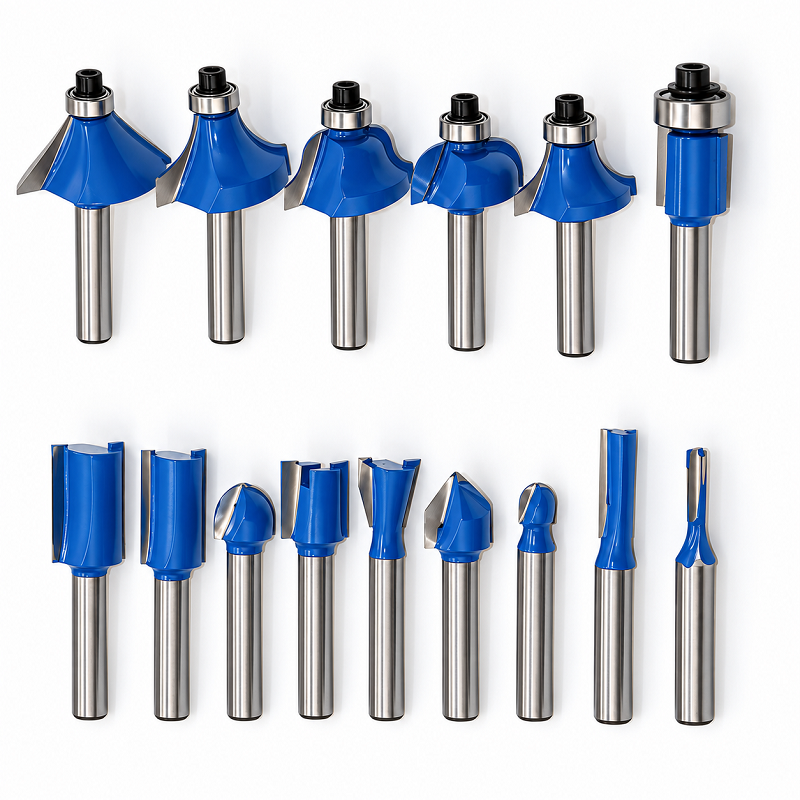 15PCS Router Bit Set, 1/4-Inch Shank Tungsten Carbide Woodworking Router Bits