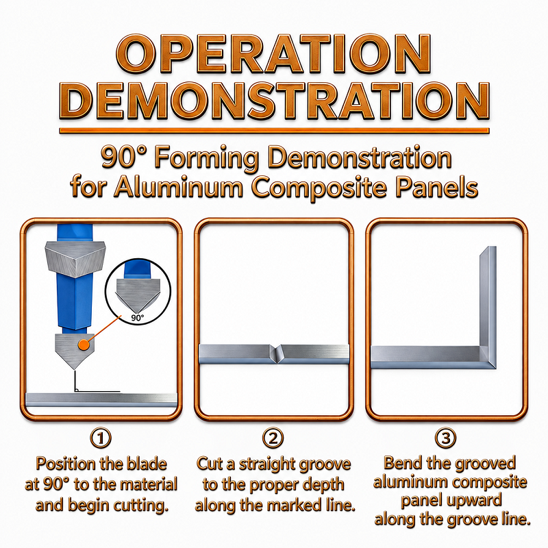 U/V-Shaped Grooving Blades for Aluminum Composite Panels, 6-Tooth Carbide Cutters for 90° Forming