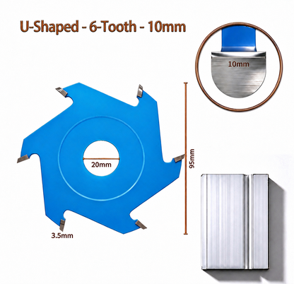 U/V-Shaped Grooving Blades for Aluminum Composite Panels, 6-Tooth Carbide Cutters for 90° Forming