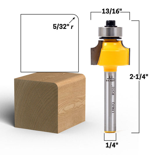 5/32" Radius Round Over Edge Forming 1/4" Shank Router Bit