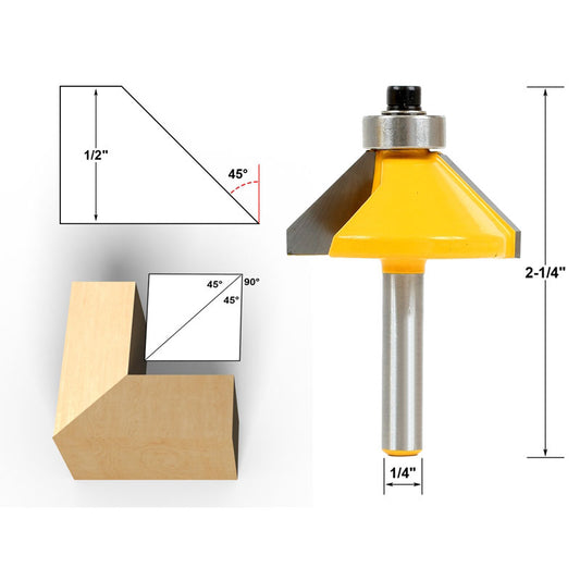 45° Chamfer & Bevel Edging 1/4" Shank Router Bit