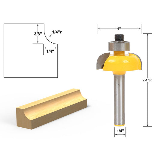 Cove Edging and Molding 1/4" Radius 1/4" Shank Router Bit