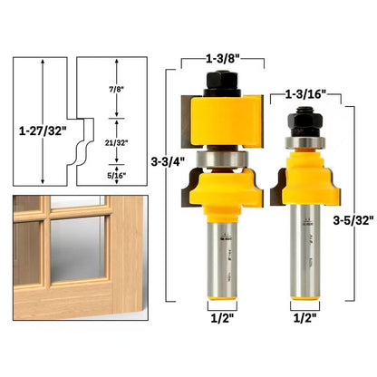 Ogee 2 Bit Window Sash 1/2" Shank Router Bit Set