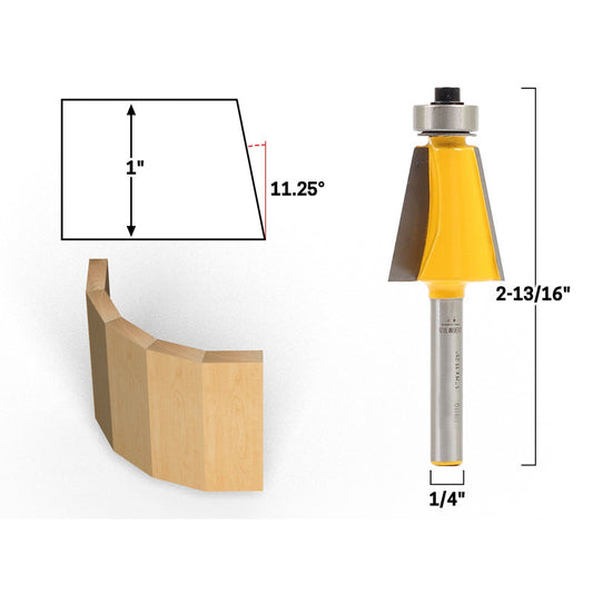 11.25° Chamfer & Bevel Edging 1/4" Shank Router Bit