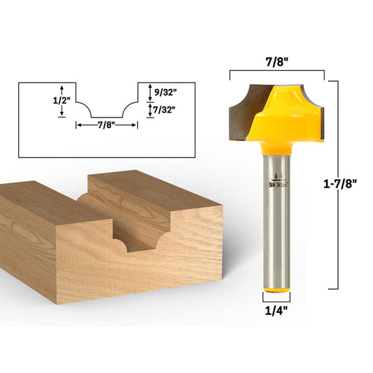 7/32" Radius Round Over Groove 1/4" Shank Router Bit