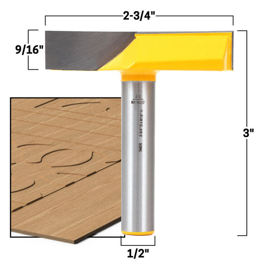 2 3/4" Diameter Bottom Cleaning 1/2" Shank Router Bit