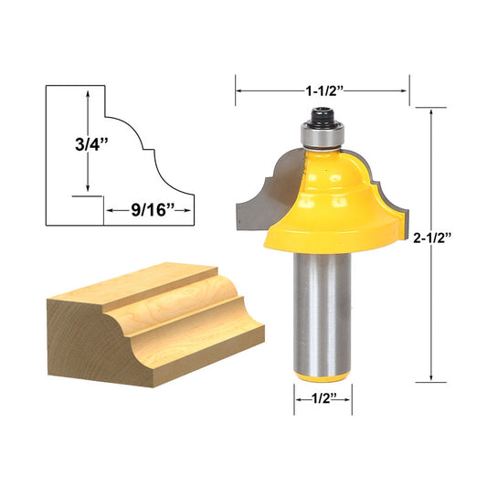 Double Roman Ogee Edging Large 1/2" Shank Router Bit