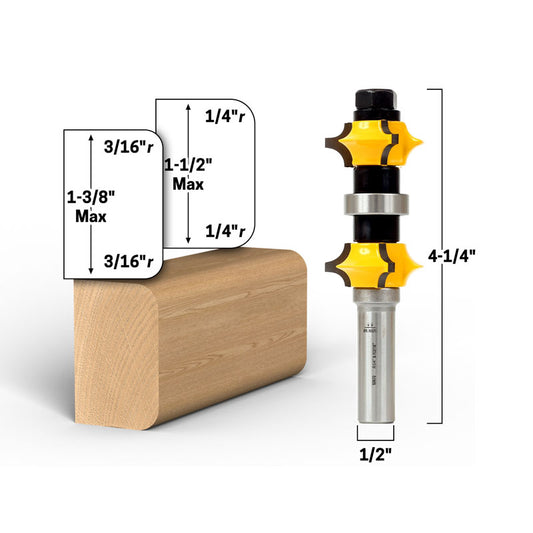Dual Surface Adjustable Edge Forming 1/2" Shank Router Bit