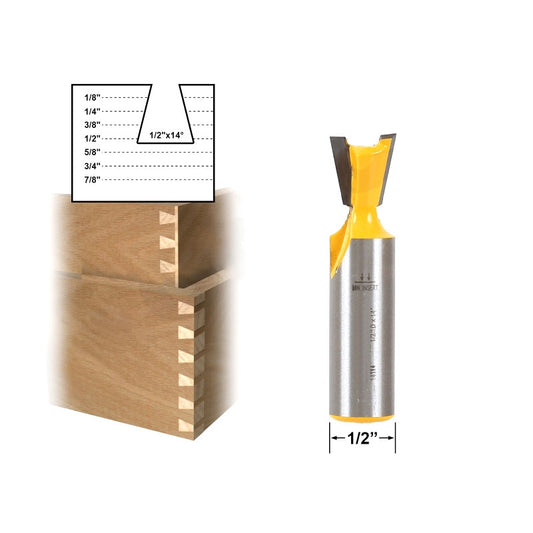 Dovetail 1/2" x 14° 1/2" Shank Router Bit