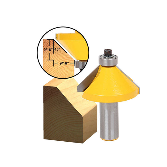 45° Chamfer/Bevel Edging Extra Large 1/2" Shank Router Bit
