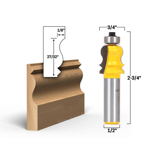 Small Elaborate Crown Cap Molding 1/2" Shank Router Bit