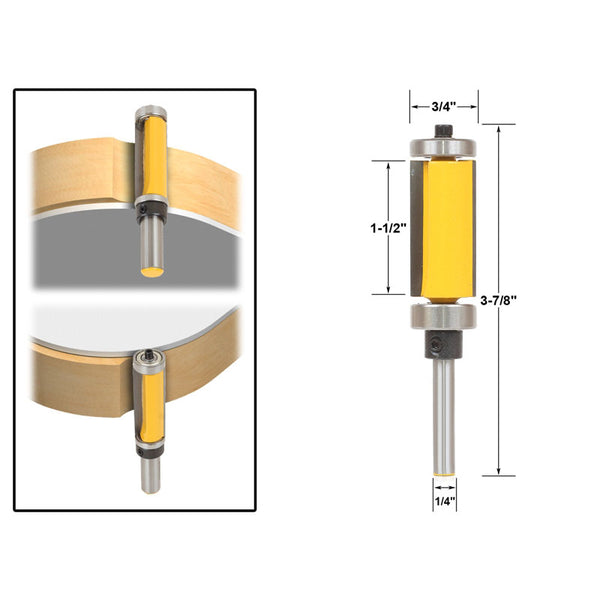 Bottom Shelf Router Flush Trim Router Bit Top & Bottom Bearing 1 1/2