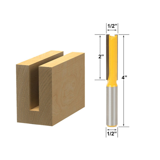 Straight 1/2" Dia. X 2" Length 1/2" Shank Router Bit