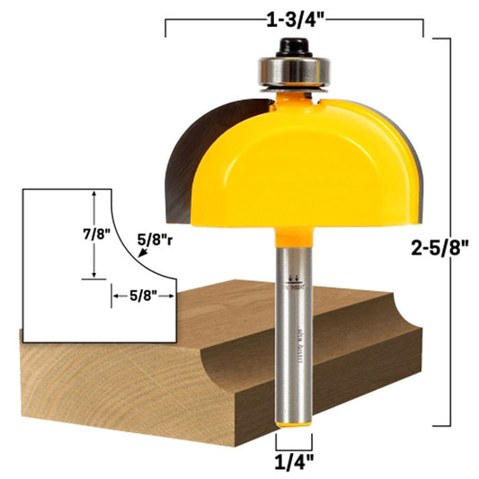 5/8" Radius Cove Edge Forming 1/4" Shank Router Bit